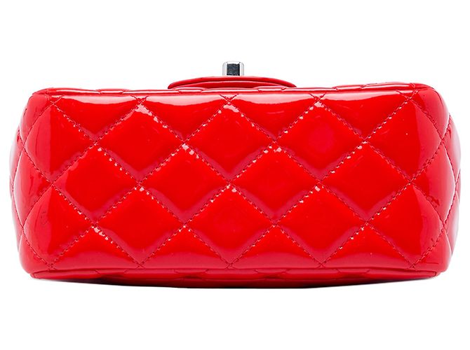 Chanel Red Mini Square Classic Patent Single Flap - Ansicht 3