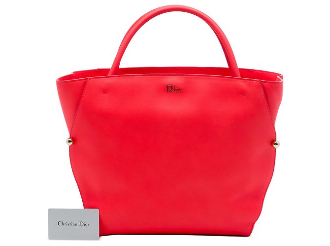 Borsa Tote Diorbar Dior in pelle di vitello liscia rossa Medium - vista 7