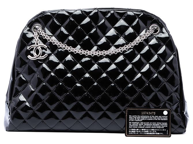 Borsa Bowling Just Mademoiselle Chanel in vernice matelassé nera Large - vista 7
