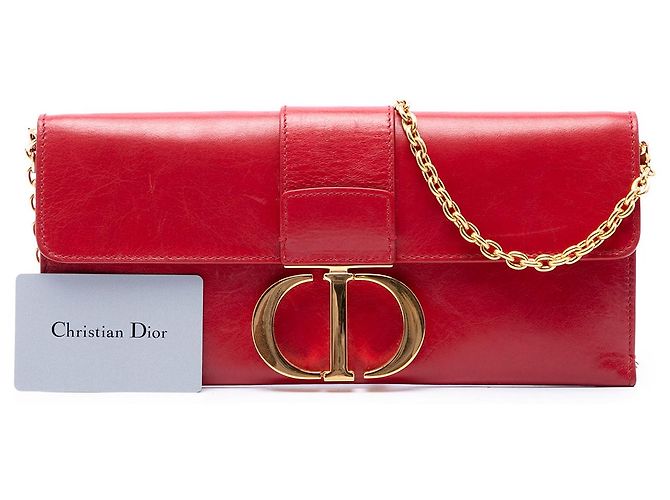 Dior Montaigne 30 Clutch aus rotem Leder mit Kette - Ansicht 7