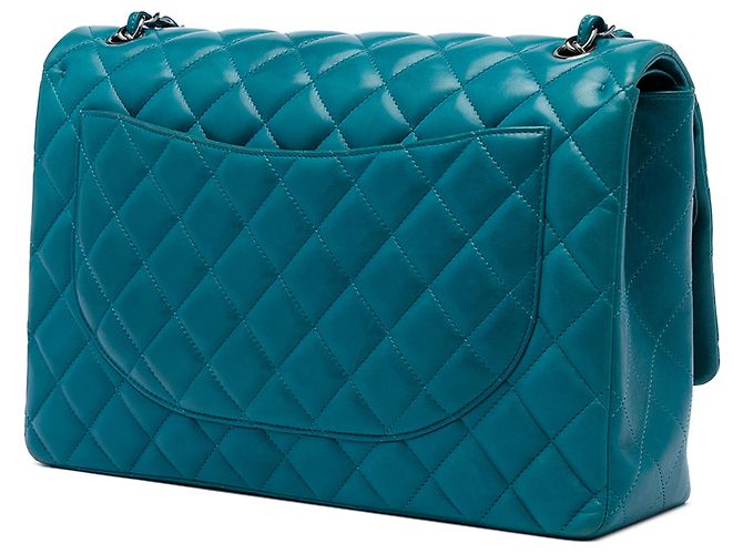 Chanel Blue Maxi Classic Lambskin Double Flap - vue 2