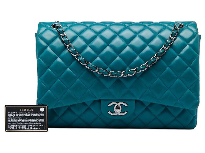 Chanel Blue Maxi Classic Lambskin Double Flap - vue 6
