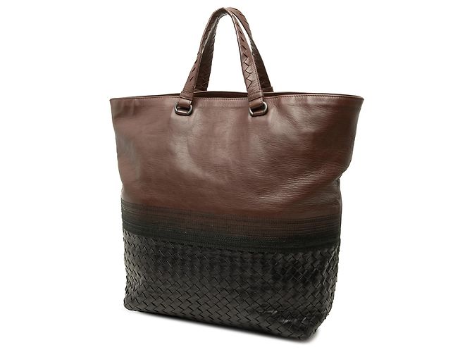 Tote Bottega Veneta in Nappa Intrecciato Bicolore Marrone - vista 2