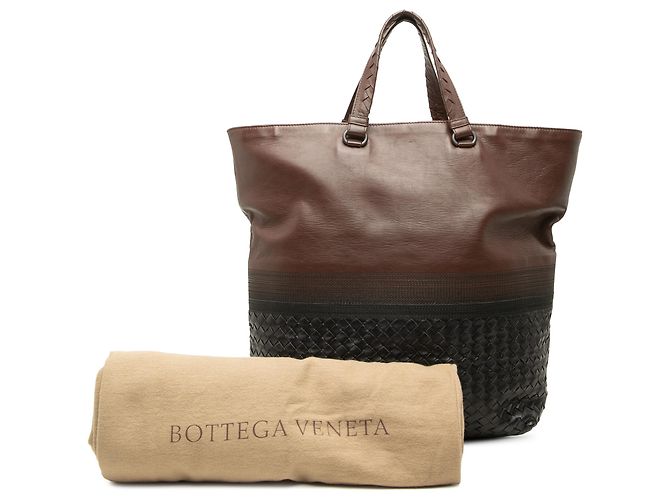 Tote Bottega Veneta in Nappa Intrecciato Bicolore Marrone - vista 7