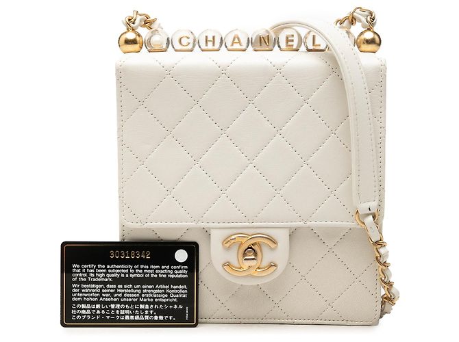 Chanel White Small Lambskin Chic Pearls Flap - Ansicht 7