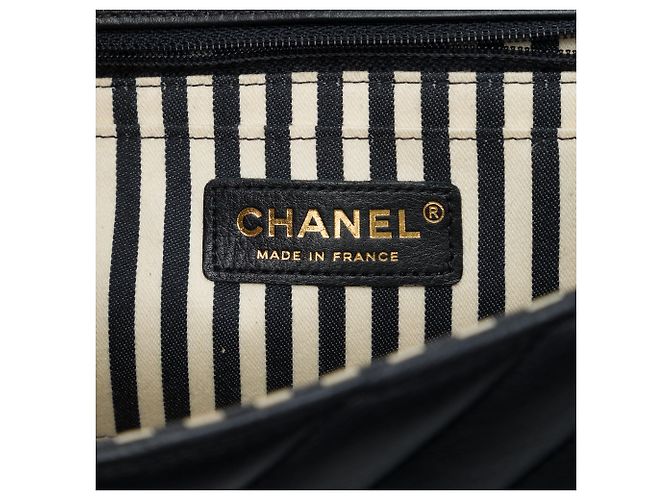 Chanel Black Small Chevron Calfskin Envelope Flap - vista 5
