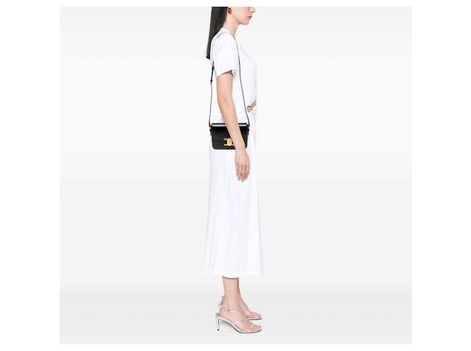 Céline Celine Black Teen Shiny Calfskin Triomphe Crossbody - vista 7