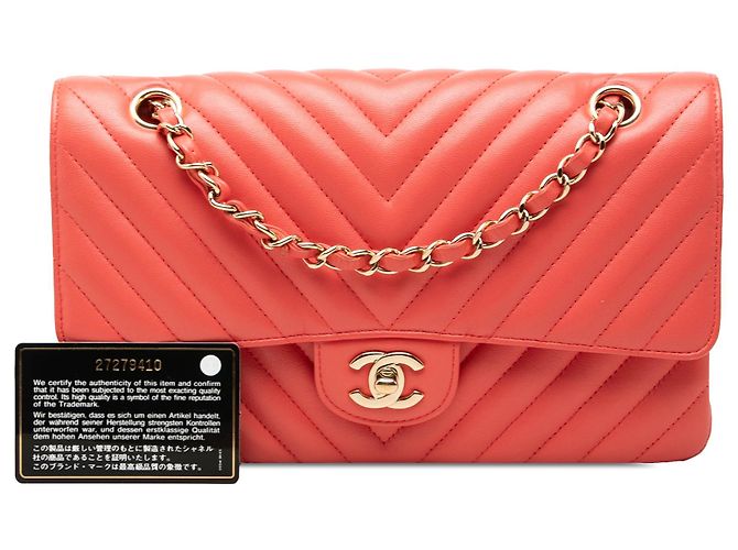 Chanel Pink Medium Classic Chevron Lambskin Double Flap - vue 7