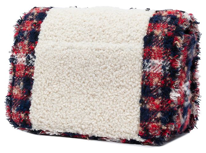 Chanel White CC Tweed and Shearling Single Flap - vue 2