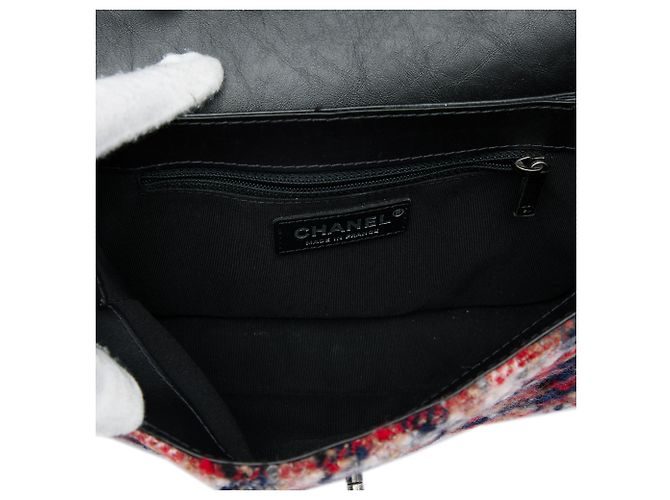 Chanel White CC Tweed and Shearling Single Flap - vue 4