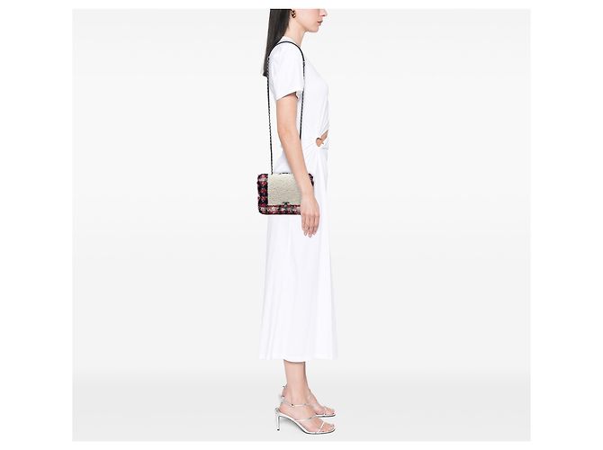 Chanel White CC Tweed and Shearling Single Flap - vue 5