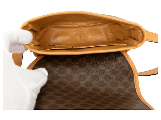 Céline Borsa a tracolla Celine Brown Macadam Coated Canvas - vista 4