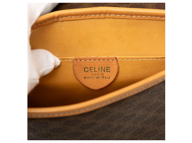 Céline Borsa a tracolla Celine Brown Macadam Coated Canvas - vista 5