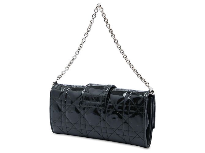 Dior Miss Dior Wallet on Chain aus schwarzem Lackleder Cannage - Ansicht 2