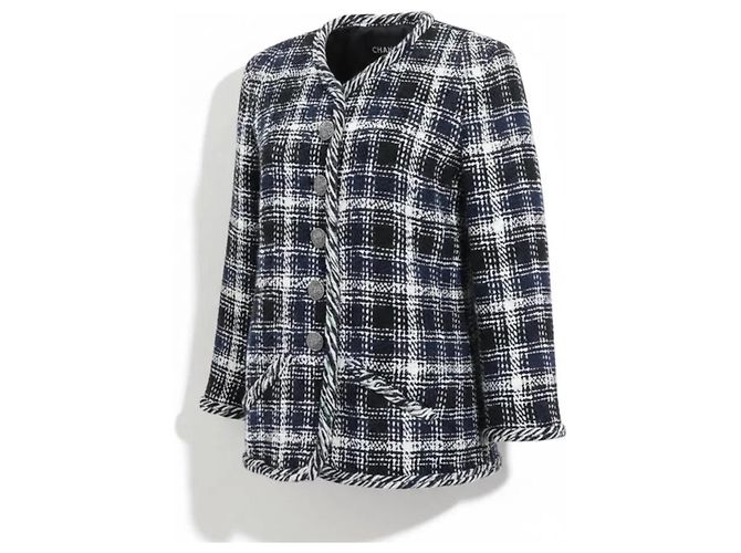 Chanel Tweedjacke in Blau Weiß Schwarz - Ansicht 2