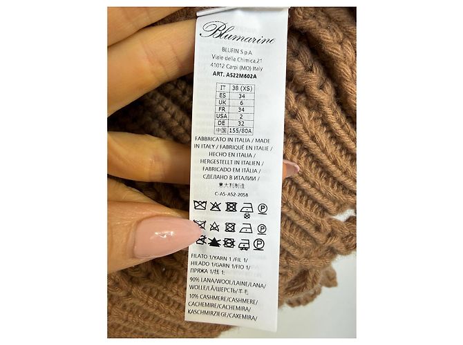 Blumarine Cardigã marrom em lã e cashmere com gola de pele - vista 3