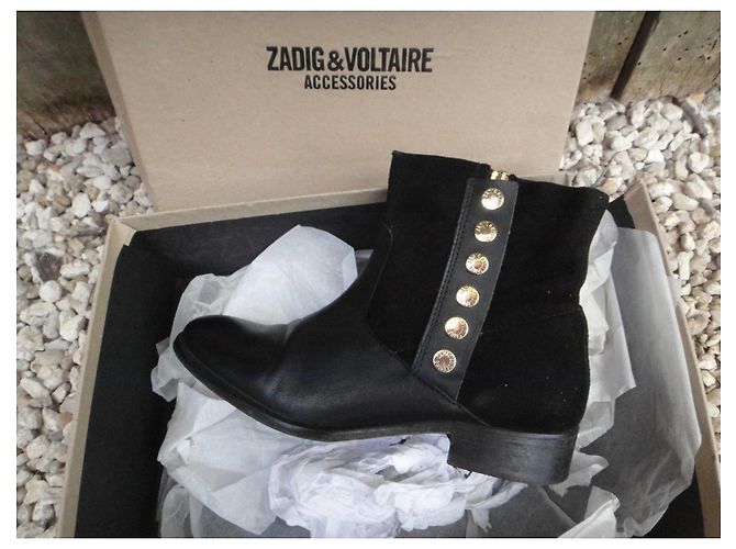 Zadig & Voltaire Arcade Black Leather and Suede Ankle Boots - view 2