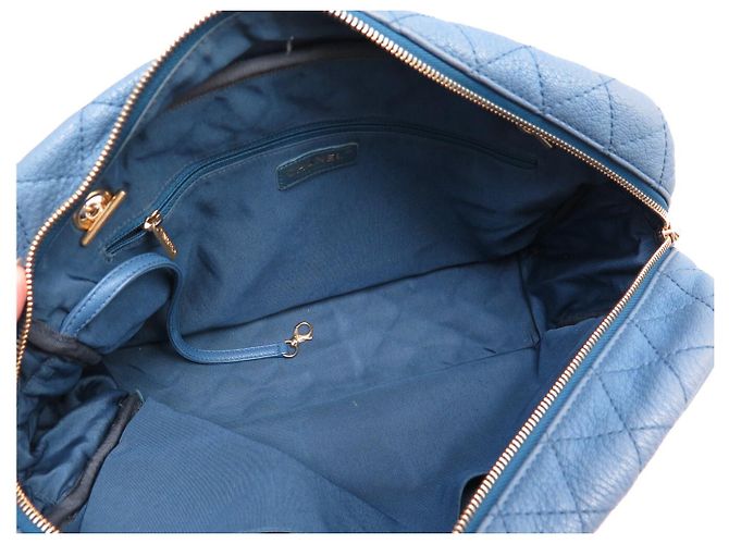 BORSA A MANO CHANEL CAMERA GM LOGO CC IN PELLE CAVIAR GRANA BLEU - vista 10