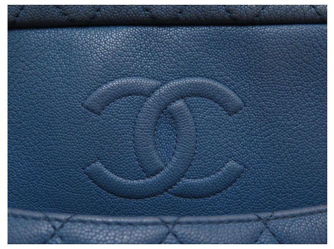 BORSA A MANO CHANEL CAMERA GM LOGO CC IN PELLE CAVIAR GRANA BLEU - vista 18