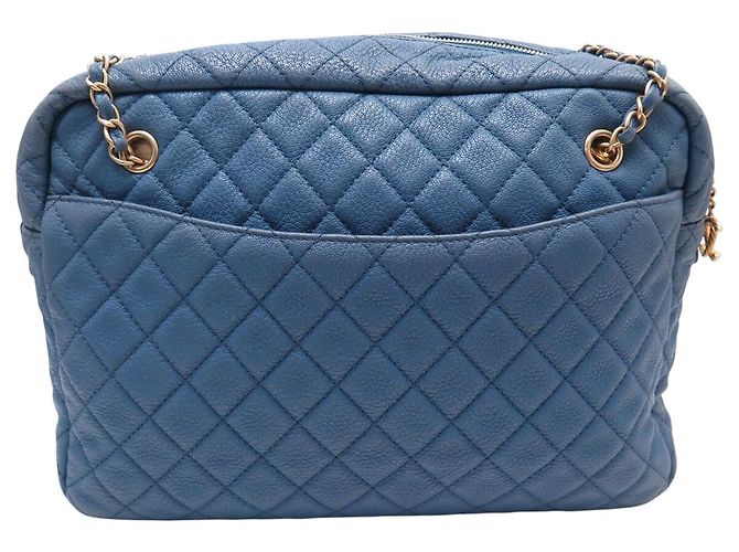 BORSA A MANO CHANEL CAMERA GM LOGO CC IN PELLE CAVIAR GRANA BLEU - vista 2