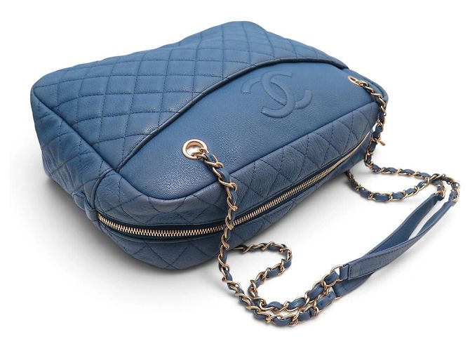 BORSA A MANO CHANEL CAMERA GM LOGO CC IN PELLE CAVIAR GRANA BLEU - vista 6