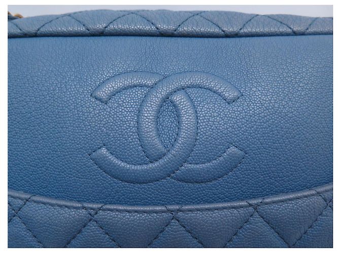 BORSA A MANO CHANEL CAMERA GM LOGO CC IN PELLE CAVIAR GRANA BLEU - vista 7