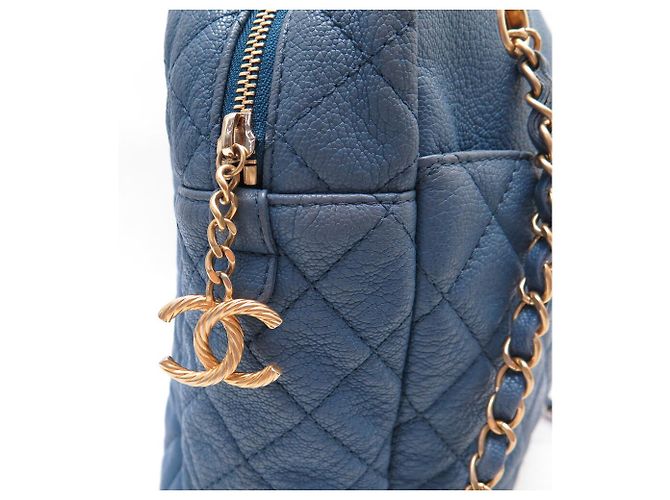 BORSA A MANO CHANEL CAMERA GM LOGO CC IN PELLE CAVIAR GRANA BLEU - vista 9