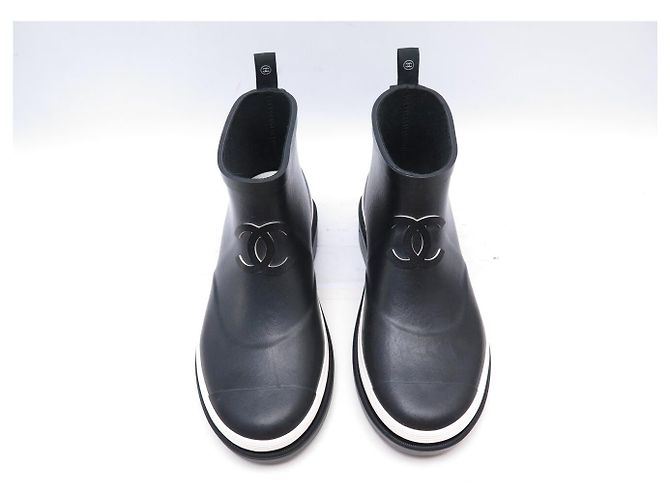 NEW CHANEL SHORT RAIN BOOTS G45076 CC LOGO 38 BOX - view 8