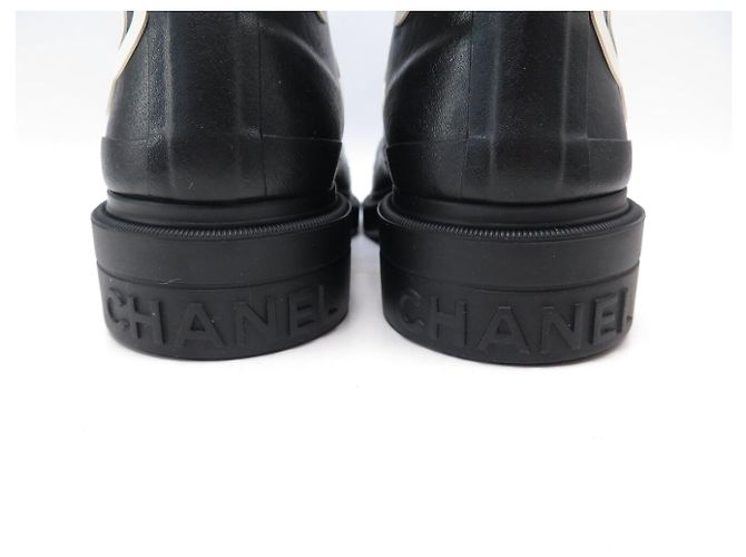 NEW CHANEL SHORT RAIN BOOTS G45076 MULTI LOGO CC 38 - view 5