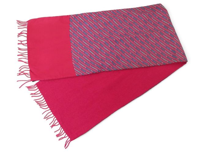 Hermès SCARPA HERMES ARMISTICE IN CASHMERE LANA SETA ROSA BLU 30X120 CM SCARF - vista 2