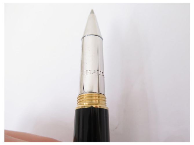 CHAUMET KUGELSCHREIBER SCHWARZER LACK CABOCHON UND GOLDFARBENES METALL ROLLERBALL BALLPOINT PEN - Ansicht 3