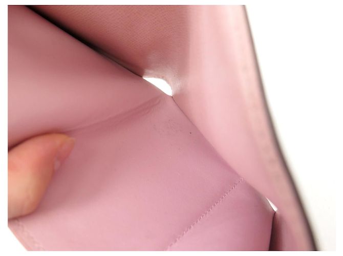 PORTAFOGLIO LOUIS VUITTON VICTORINE TOILE DAMIER EBENE E PELLE ROSA - vista 12