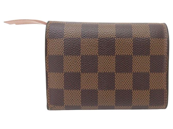 PORTAFOGLIO LOUIS VUITTON VICTORINE TOILE DAMIER EBENE E PELLE ROSA - vista 2