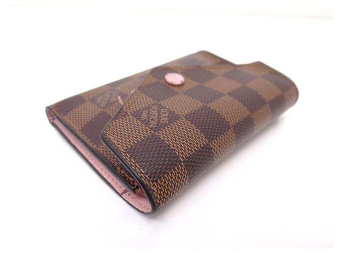 PORTAFOGLIO LOUIS VUITTON VICTORINE TOILE DAMIER EBENE E PELLE ROSA - vista 3