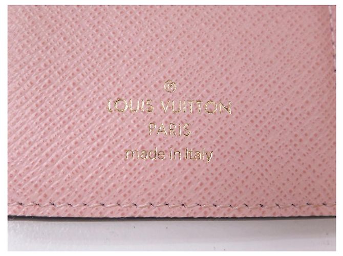 PORTAFOGLIO LOUIS VUITTON VICTORINE TOILE DAMIER EBENE E PELLE ROSA - vista 6