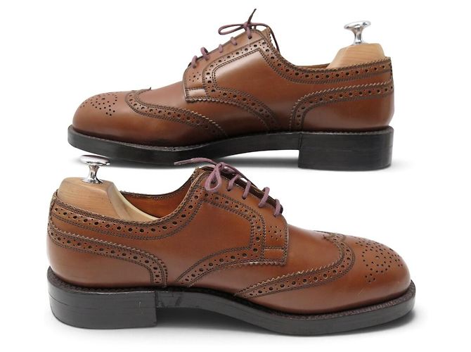 SCARPE JM WESTON DERBY TRIPLES SEMELLES 589 8C 41.5 42 IN PELLE MARRONE - vista 2