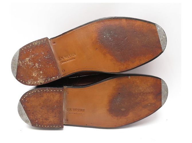 SCARPE JM WESTON DERBY TRIPLES SEMELLES 589 8C 41.5 42 IN PELLE MARRONE - vista 6