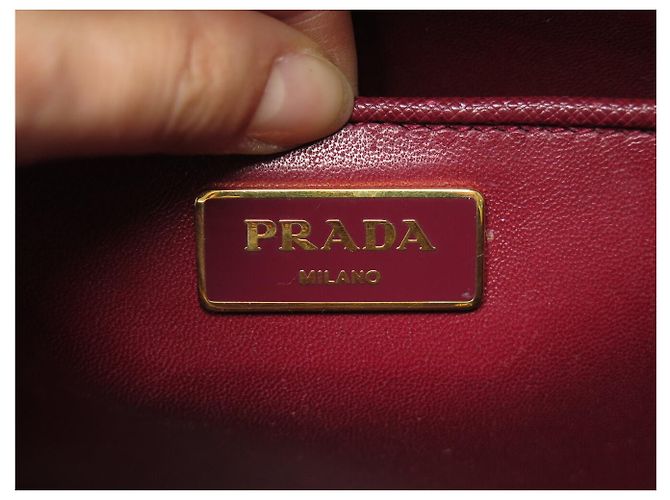 PRADA PYRAMID FRAME BL0808 HANDTASCHE AUS ROTEM BICOLOR SAFFIANO-LEDER BAG - Ansicht 12