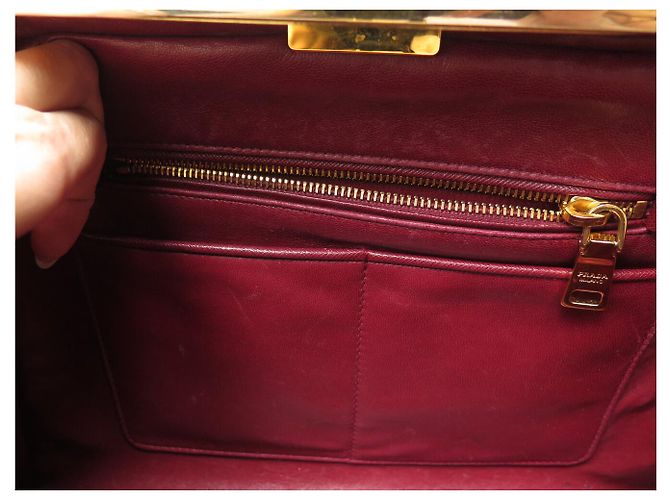 PRADA PYRAMID FRAME BL0808 HANDTASCHE AUS ROTEM BICOLOR SAFFIANO-LEDER BAG - Ansicht 15