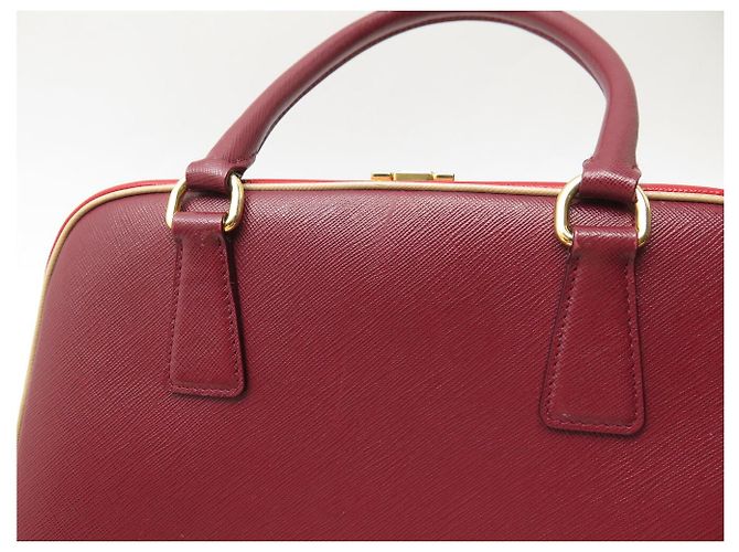 PRADA PYRAMID FRAME BL0808 HANDTASCHE AUS ROTEM BICOLOR SAFFIANO-LEDER BAG - Ansicht 16