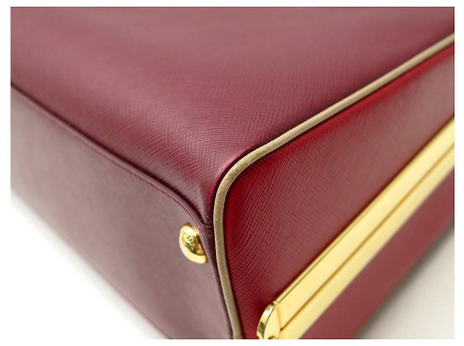 PRADA PYRAMID FRAME BL0808 HANDTASCHE AUS ROTEM BICOLOR SAFFIANO-LEDER BAG - Ansicht 18