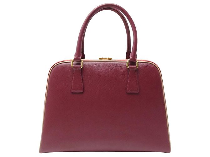 PRADA PYRAMID FRAME BL0808 HANDTASCHE AUS ROTEM BICOLOR SAFFIANO-LEDER BAG - Ansicht 2