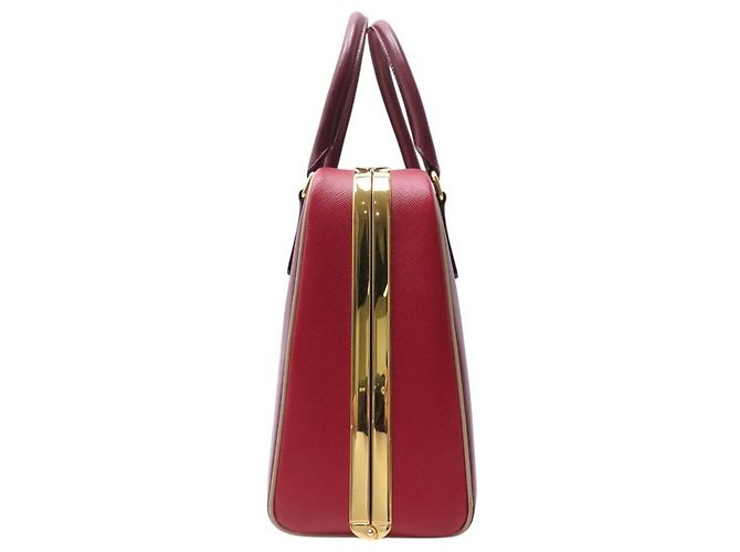 PRADA PYRAMID FRAME BL0808 HANDTASCHE AUS ROTEM BICOLOR SAFFIANO-LEDER BAG - Ansicht 3