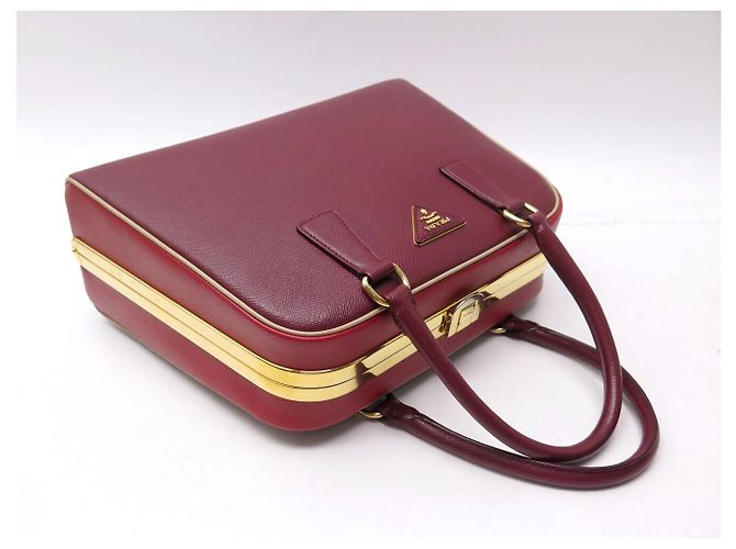 PRADA PYRAMID FRAME BL0808 HANDTASCHE AUS ROTEM BICOLOR SAFFIANO-LEDER BAG - Ansicht 6