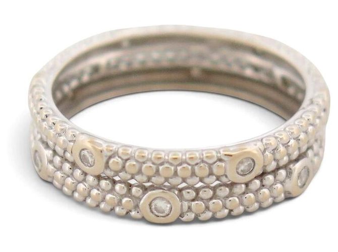 MAUBOUSSIN LE PREMIER JOUR RING 2 REIHEN T49 DIAMANT 18K WEISSGOLD 2GR - Ansicht 2
