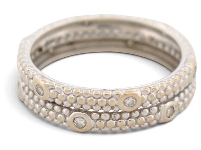 MAUBOUSSIN LE PREMIER JOUR RING 2 REIHEN T49 DIAMANT 18K WEISSGOLD 2GR - Ansicht 3