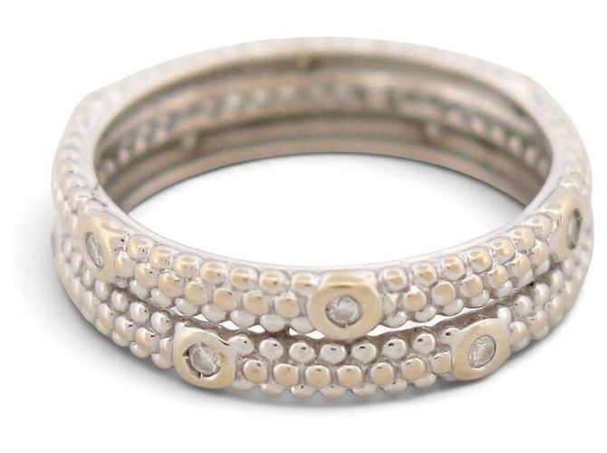 MAUBOUSSIN LE PREMIER JOUR RING 2 REIHEN T49 DIAMANT 18K WEISSGOLD 2GR - Ansicht 4