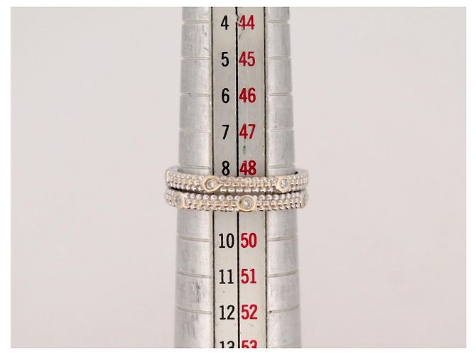 MAUBOUSSIN LE PREMIER JOUR RING 2 REIHEN T49 DIAMANT 18K WEISSGOLD 2GR - Ansicht 6