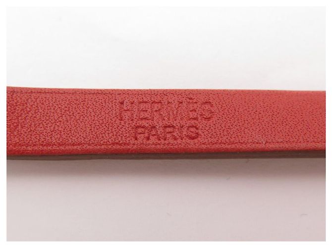 Hermès BRACCIALE HERMES BEHAPI CUIR SWIFT ROUGE BRIQUE & GOLD REVERSIBLE QUADRUPLE TOUR - vista 11