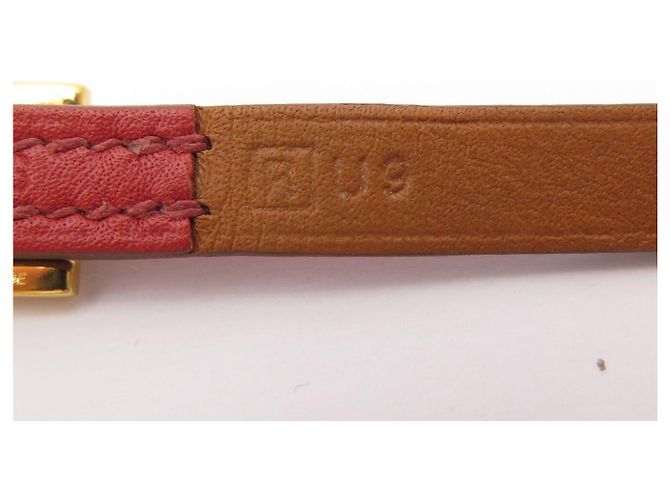 Hermès BRACCIALE HERMES BEHAPI CUIR SWIFT ROUGE BRIQUE & GOLD REVERSIBLE QUADRUPLE TOUR - vista 12